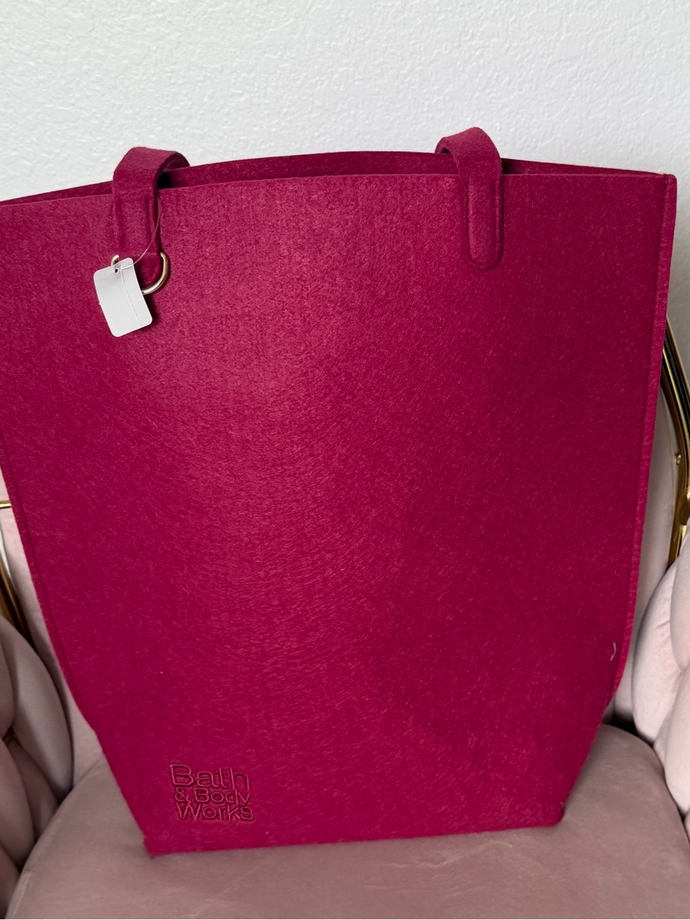 NWT Bath & Body Works Deep Pink Felt Tote - Picture 3 of 16